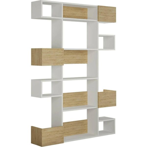 Dmora Libreria Artich 25.3X120X171H Cm Bianco, 10 Ripiani Portata Ripiani 25-image