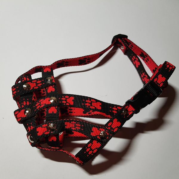 Museruola In Nylon Per Cani Palkar Taglia 3 25 Cm X 5,5 Cm Nero-Rosso-image