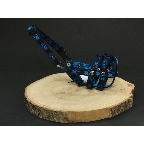 Museruola In Nylon Per Cani Palkar Misura. 0,5 14 Cm X 4 Cm Nero-Blu-image