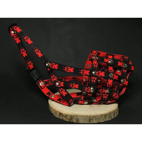 Museruola In Nylon Per Cani Palkar Taglia 4 30 Cm X 11 Cm Nero-Rosso-image