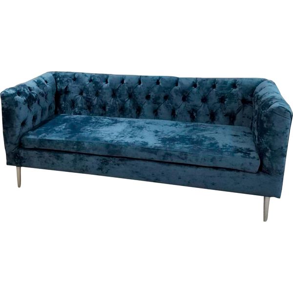 Lusso Divano Chesterfield Divano 3 Posti Tessile Divani Moderni Blu Turchese-image