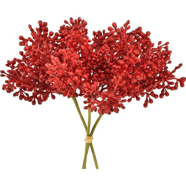 Bacche Rosse Artificiali Decorazione Corona Dell'avvento Decorazioni Natalizie 32 Cm Confezione Da 3, 3 Pezzi-image