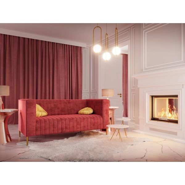 Divano 2 Posti Rosa Soggiorno Design Moderno Lusso Legno Mobili Imbottiti Tessuto Nuovo-image