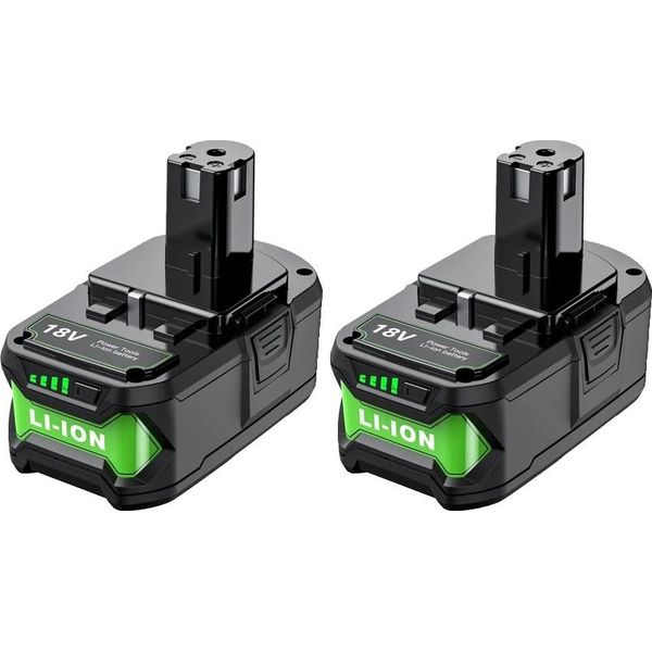 Batteria Agli Ioni Di Litio Ryobi 18V, 6000Mah E 9000Mah, Compatibile Con P107, P108, P109, 2 6.0Ah, 18V-image