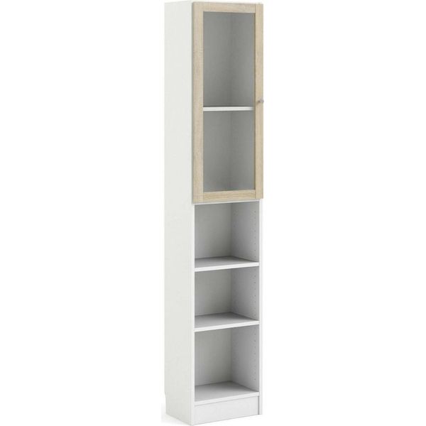 Dmora Libreria Greg 28.3X40.6X203.2H Cm Bianco, Un'anta 4 Ripiani-image