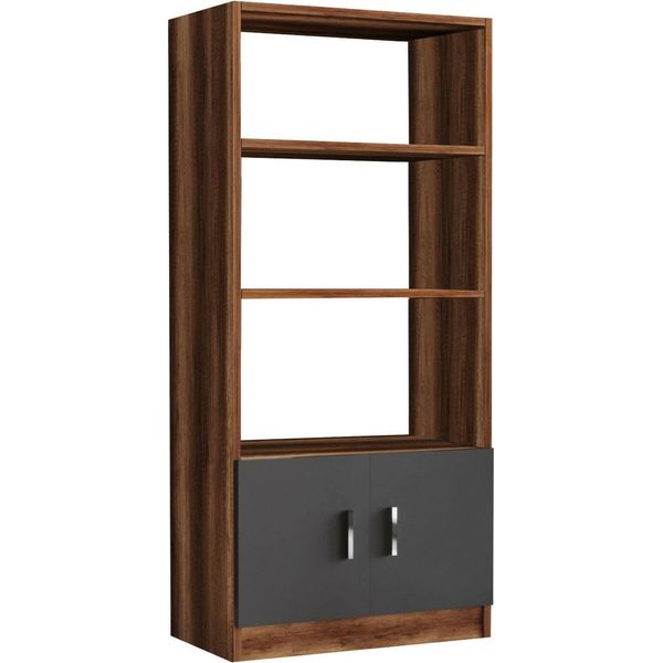 Dmora Libreria Patty 37.6X63.6X140H Cm Marrone, 2 Ante 3 Ripiani-image