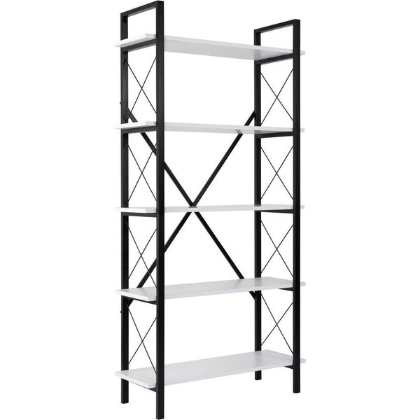 Dmora Libreria Suriel 33.5X90X180H Cm Bianco, 5 Ripiani Portata Ripiani 30-image
