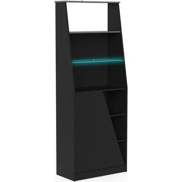 Dmora Libreria Avena 34.3X71.7X184.5H Cm Nero, Un'anta 5 Ripiani-image
