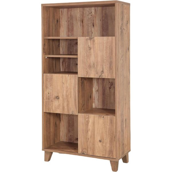 Dmora Libreria Yasmin 36X80X155H Cm Marrone, 3 Ante 5 Ripiani-image