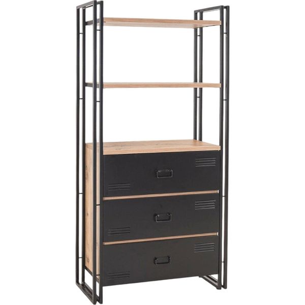 Dmora Libreria Podul 35X90X180H Cm Marrone, 3 Cassetti 2 Ripiani-image