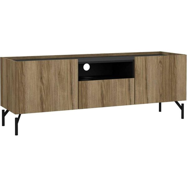 Dmora Mobile Porta Tv Duchi 41.3X147X54H Cm Marrone Quercia, Apertura Battente 3 Vani-image