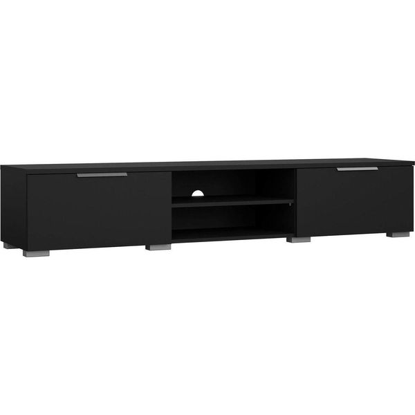 Dmora Mobile Porta Tv Ammiro 39.9X172.7X33.1H Cm Nero Nero, Apertura Scorrevole 2 Vani-image