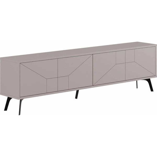 Dmora Mobile Porta Tv Olgadikiev 29.6X180X50H Cm Beige, Apertura Battente 4 Vani-image