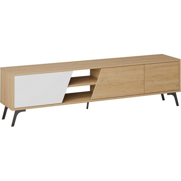 Dmora Mobile Porta Tv Male 35.6X180X48H Cm Marrone Quercia, Apertura Battente 2 Vani-image