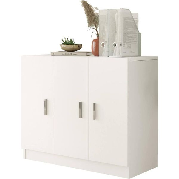 Dmora Armadio Multiuso Grande Olana 38.1X73.8H Cm Bianco, Appendiabiti 3 Ante-image
