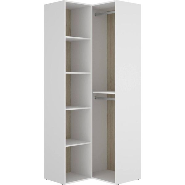 Dmora Guardaroba Grande Anzino 84.5X205H Cm Bianco, Appendiabiti 7 Vani-image