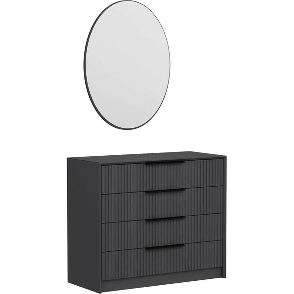 Dmora Cassettiera Jebi 85X100X45H Cm Nero Antracite, 3 Cassetti Apertura Scorrevole-image