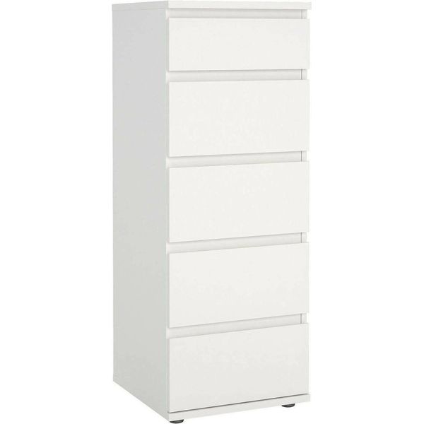 Dmora Cassettiera Abelarda 40X40.2X106.6H Cm Bianco, 5 Cassetti Apertura Scorrevole-image