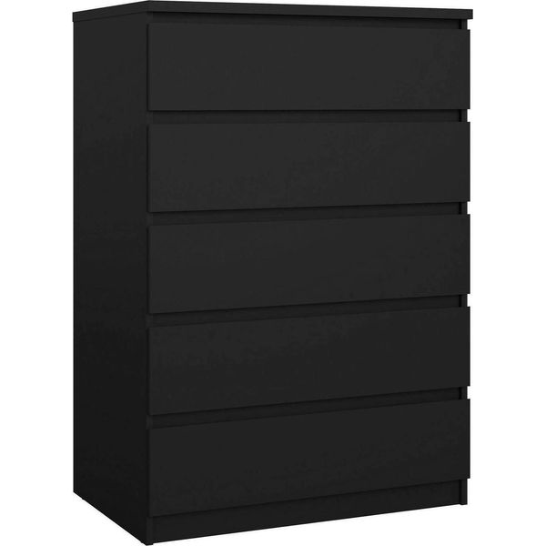 Dmora Cassettiera Ansel 50X77X111.3H Cm Nero, 5 Cassetti Apertura Scorrevole-image