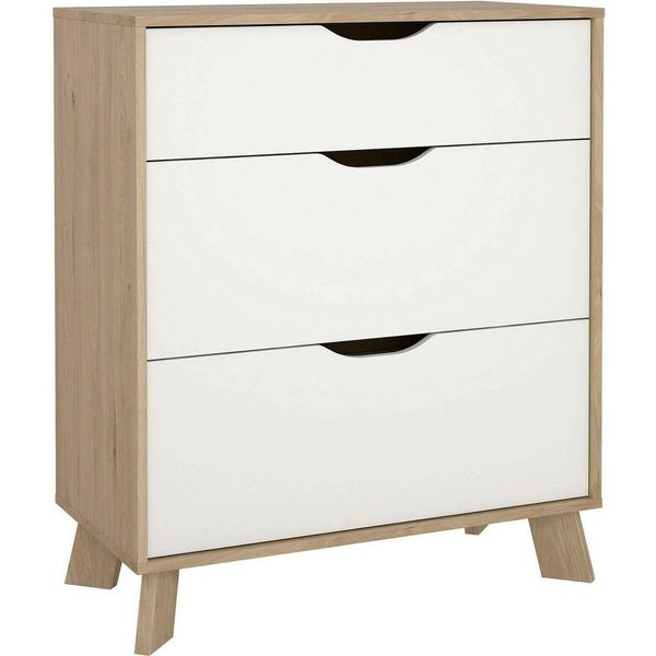 Dmora Cassettiera Alamid 39.8X78.7X92.2H Cm Marrone Rovere, 3 Cassetti Apertura Scorrevole-image