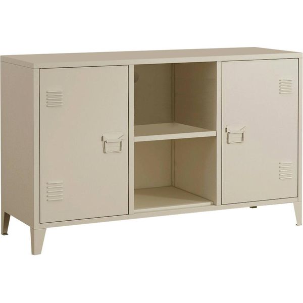 Dmora Credenza Friddi 40X120X73H Cm Bianco Panna, Apertura Battente 4 Vani-image