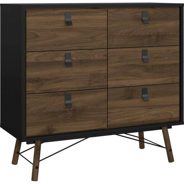 Dmora Credenza Maka 40.1X101.8X94.8H Cm Nero, 6 Cassetti Apertura Scorrevole-image