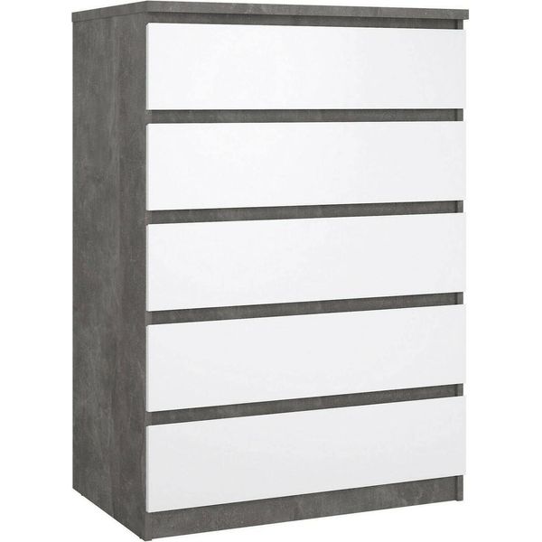 Dmora Cassettiera Ansel 50X77X111.3H Cm Grigio Cemento, 5 Cassetti Apertura Scorrevole-image