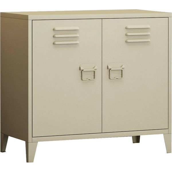 Dmora Credenza Conco 40X80X73H Cm Bianco Panna, Apertura Battente 2 Vani-image
