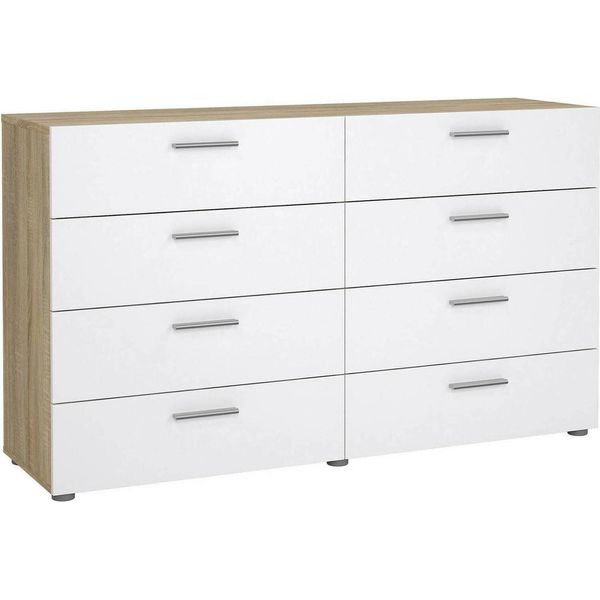 Dmora Credenza Phethai 40X140X81.7H Cm Marrone Quercia, 8 Cassetti Apertura Scorrevole-image
