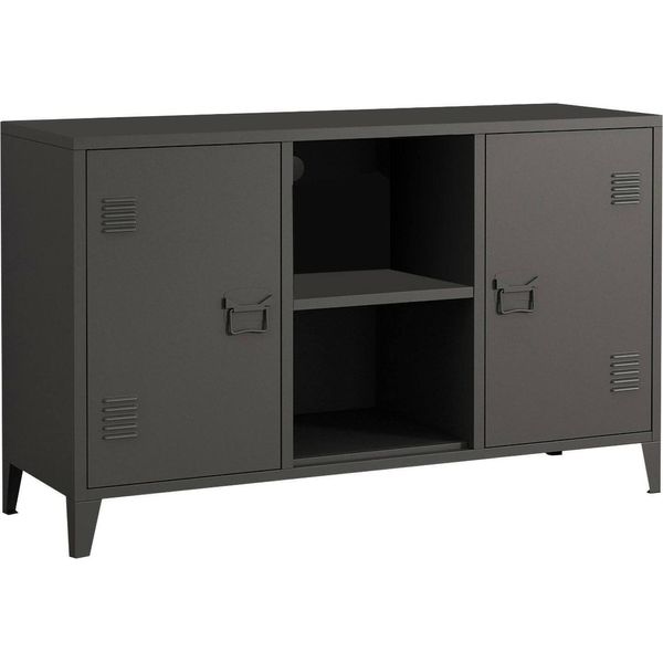 Dmora Credenza Friddi 40X120X73H Cm Grigio Ardesia, Apertura Battente 4 Vani-image