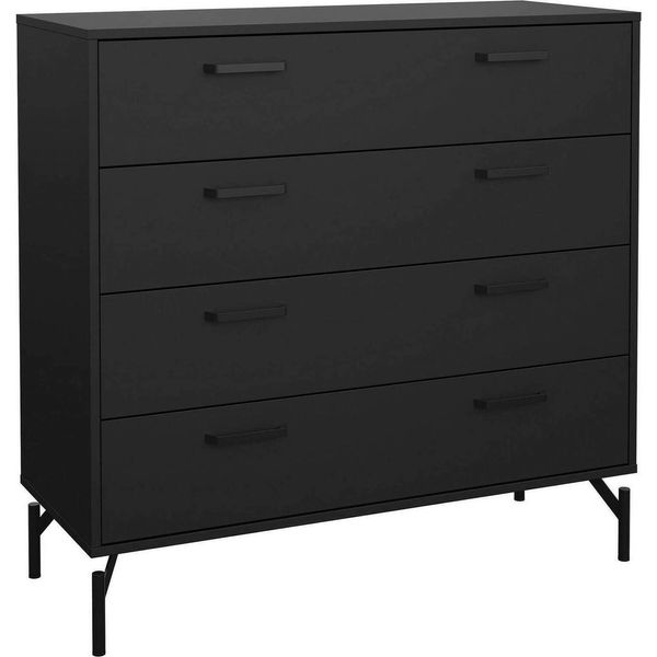 Dmora Cassettiera Puglia 39.8X98.7X95.8H Cm Nero, 4 Cassetti Apertura Scorrevole-image