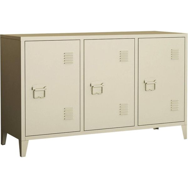 Dmora Credenza Cocullo 40X120X73H Cm Bianco Panna, Apertura Battente 6 Vani-image