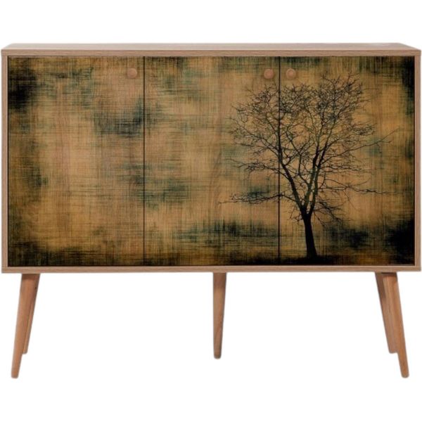 Dmora Credenza Haratan 36X120X90H Cm Marrone Quercia, Apertura Battente 5 Vani-image