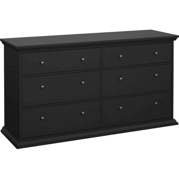 Dmora Credenza Hibaru 51.6X163.3X88.2H Cm Nero, 6 Cassetti Apertura Scorrevole-image
