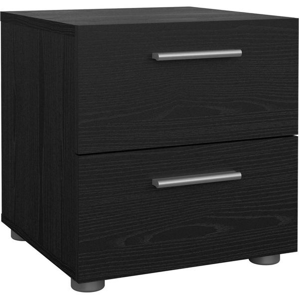 Dmora Comodino Apolla 40X40.25X42.3H Cm Nero, 2 Cassetti Apertura Scorrevole-image