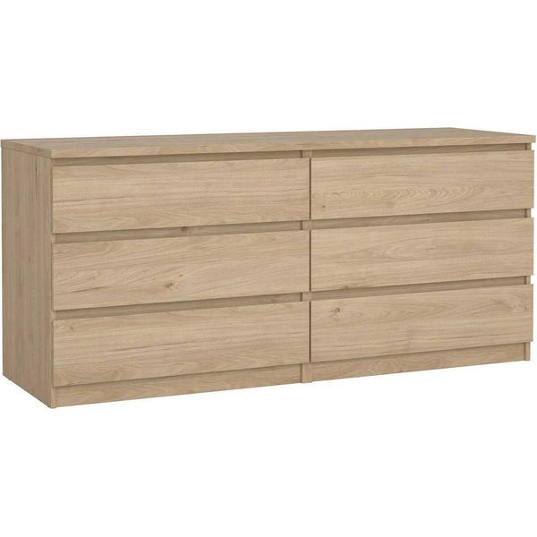 Dmora Credenza Joyce 50X153.8X68H Cm Marrone Rovere, 6 Cassetti Apertura Scorrevole-image