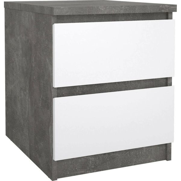 Dmora Comodino Azar 40.4X50X49.5H Cm Grigio Cemento, 2 Cassetti Apertura Scorrevole-image