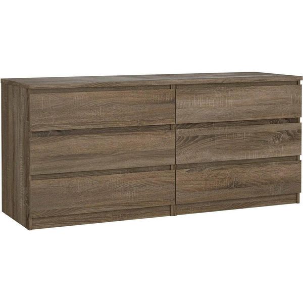 Dmora Credenza Joyce 50X153.8X68H Cm Marrone Rovere, 6 Cassetti Apertura Scorrevole-image