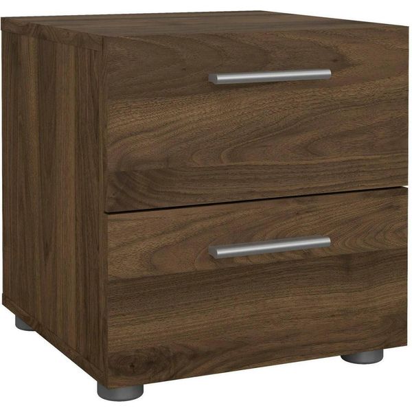 Dmora Comodino Apolla 40X40.25X42.3H Cm Marrone Noce, 2 Cassetti Apertura Scorrevole-image