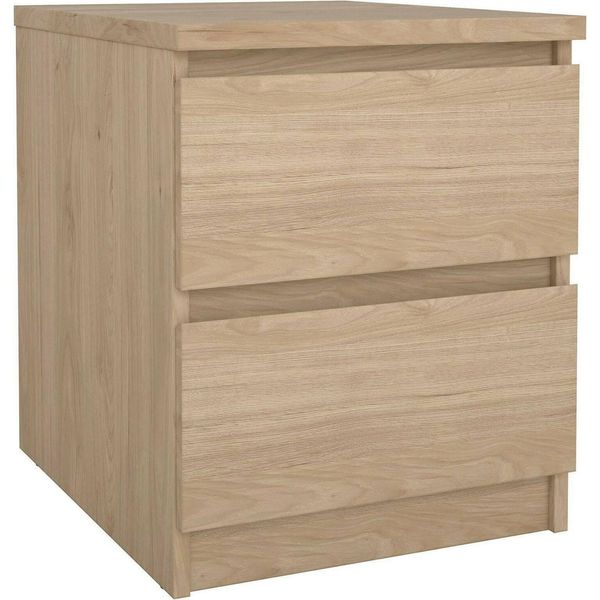 Dmora Comodino Azar 40.4X50X49.5H Cm Marrone Rovere, 2 Cassetti Apertura Scorrevole-image