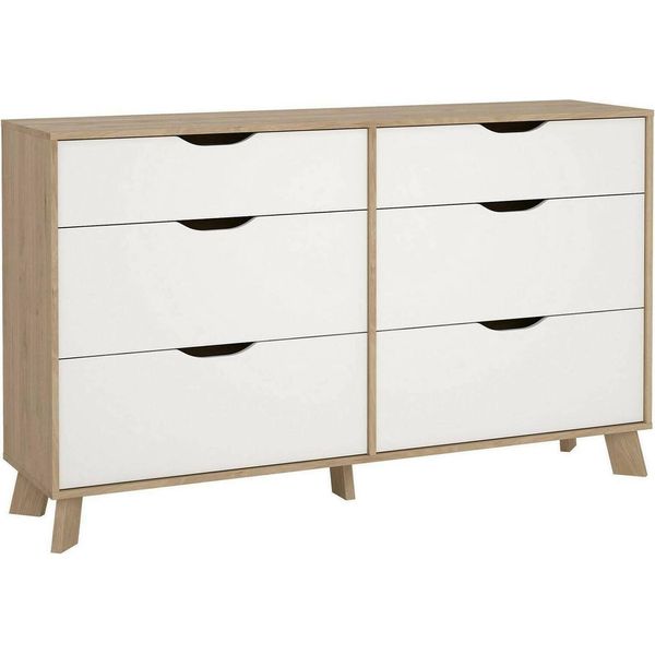 Dmora Credenza Chito 39.8X155.7X92.2H Cm Bianco, 6 Cassetti Apertura Scorrevole-image