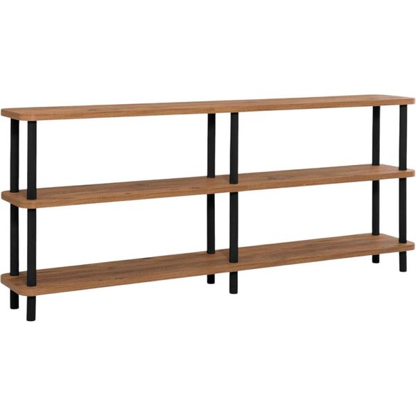 Dmora Libreria Thuja 35X180X74.9H Cm Nero, 3 Ripiani Portata Ripiani 30-image
