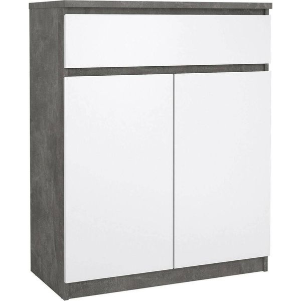 Dmora Credenza Genziana 40X80.4X100.4H Cm Bianco Lucido, Un Cassetto 4 Vani-image