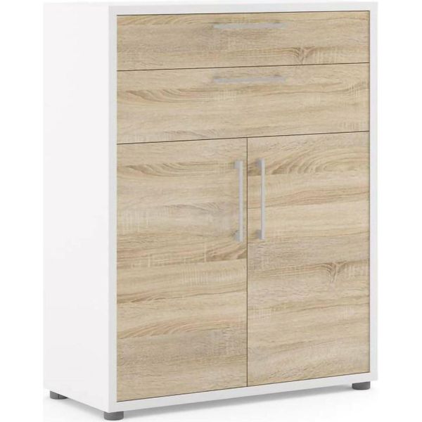 Dmora Credenza Agra 40X89X113H Cm Bianco, 2 Cassetti 2 Ante-image