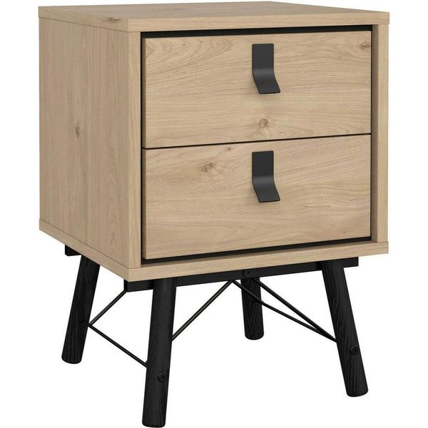 Dmora Comodino Jean 40.1X43.3X59.6H Cm Marrone Rovere, 2 Cassetti Apertura Scorrevole-image