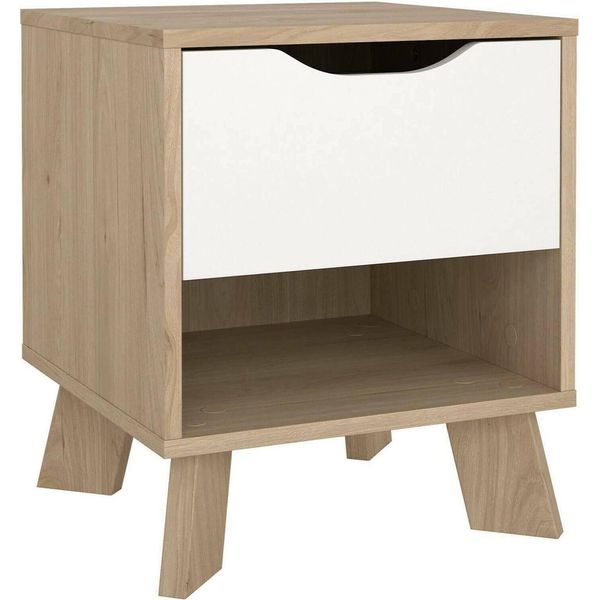 Dmora Comodino Zuglio 39.8X40.2X47.4H Cm Marrone Rovere, Un Cassetto Apertura Scorrevole-image