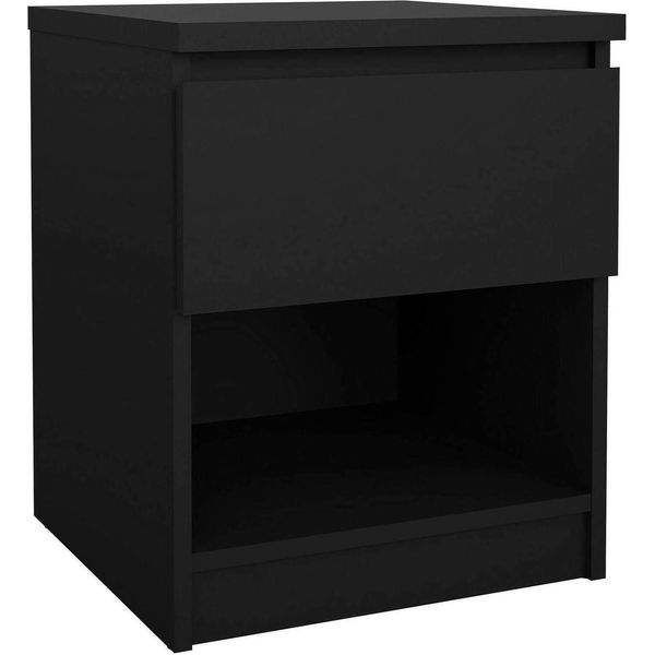 Dmora Comodino Scolastica 40X40.4X49.5H Cm Nero, Un Cassetto Apertura Scorrevole-image