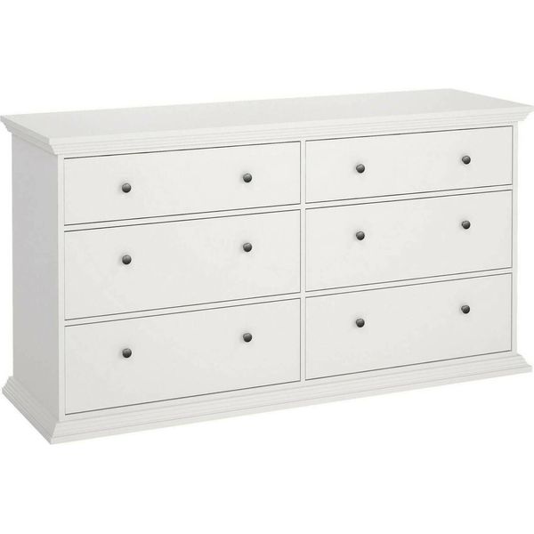 Dmora Credenza Hibaru 51.6X163.3X88.2H Cm Bianco, 6 Cassetti Apertura Scorrevole-image