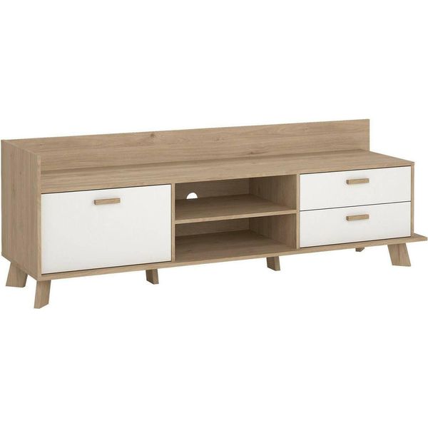 Dmora Mobile Porta Tv Agathis 51.2X181.9X61.6H Cm Marrone Rovere, Apertura Battente 4 Vani-image