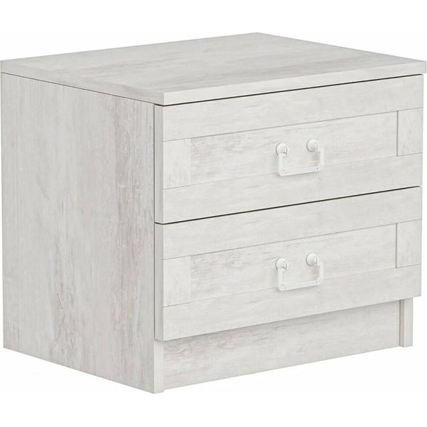 Dmora Comodino Ludovic 47X54X40H Cm Bianco, 2 Cassetti Apertura Scorrevole-image